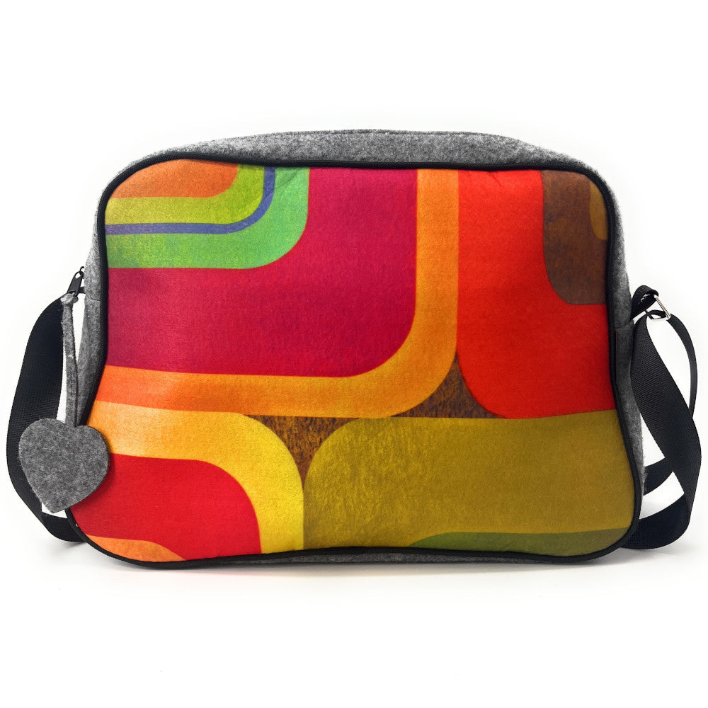 Sac bowling en feutrine écologique imprimée MODERN Gris clair