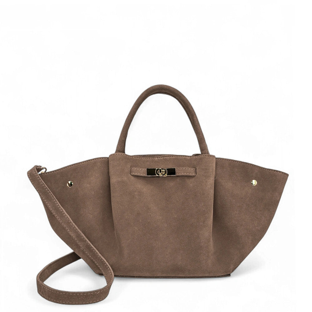 Sac cabas en cuir nubuck CAPRI SUEDE Taupe foncé
