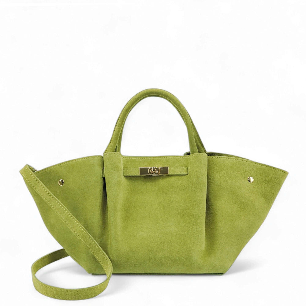 Sac cabas en cuir nubuck CAPRI SUEDE Vert anis