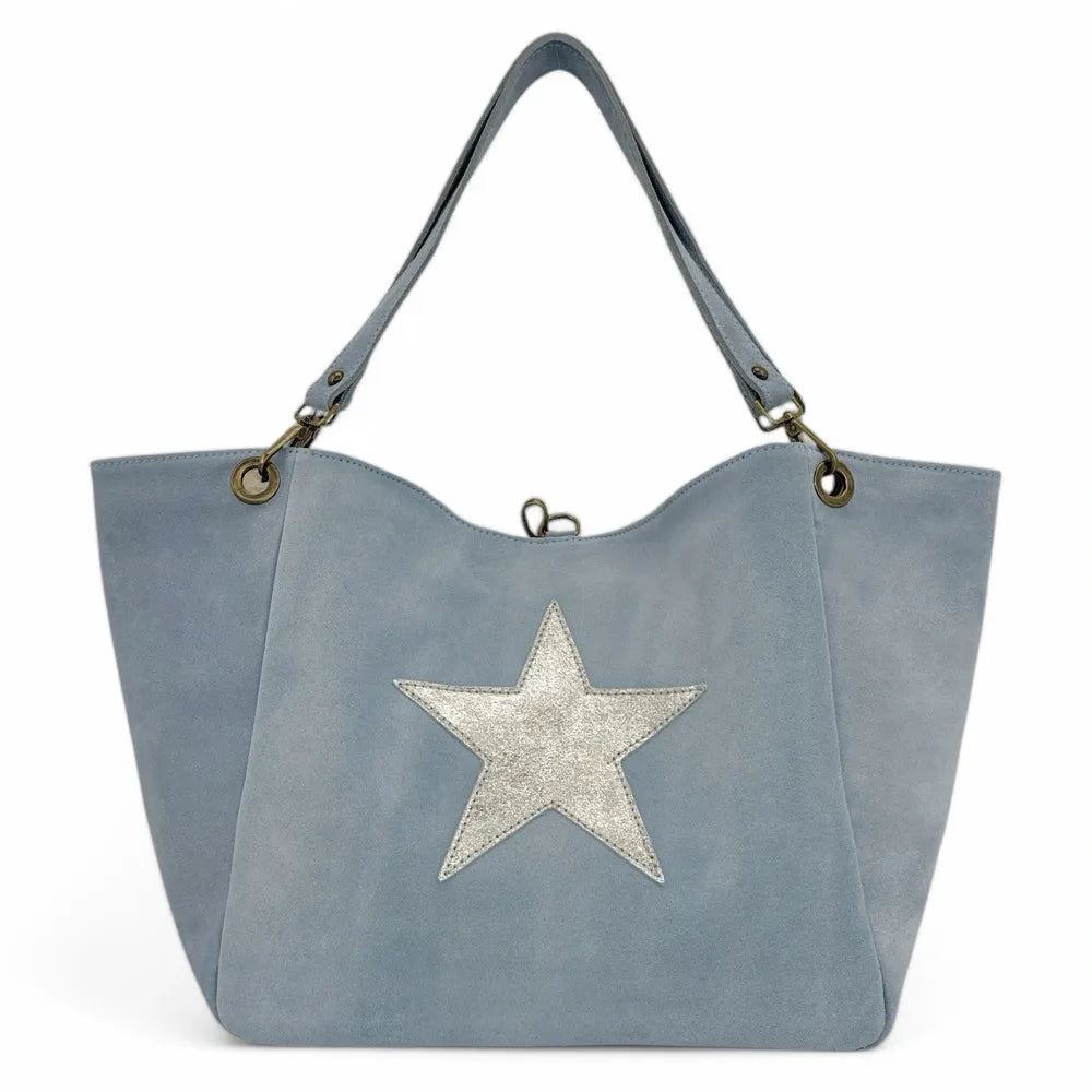 Sac cabas en croûte de cuir STAR-LORD Bleu pastel
