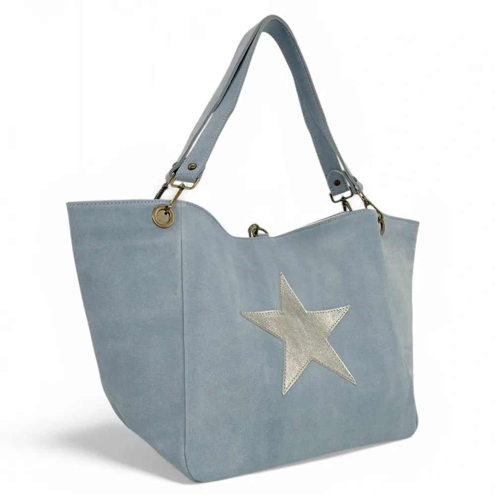 Sac cabas en croûte de cuir STAR-LORD Bleu pastel