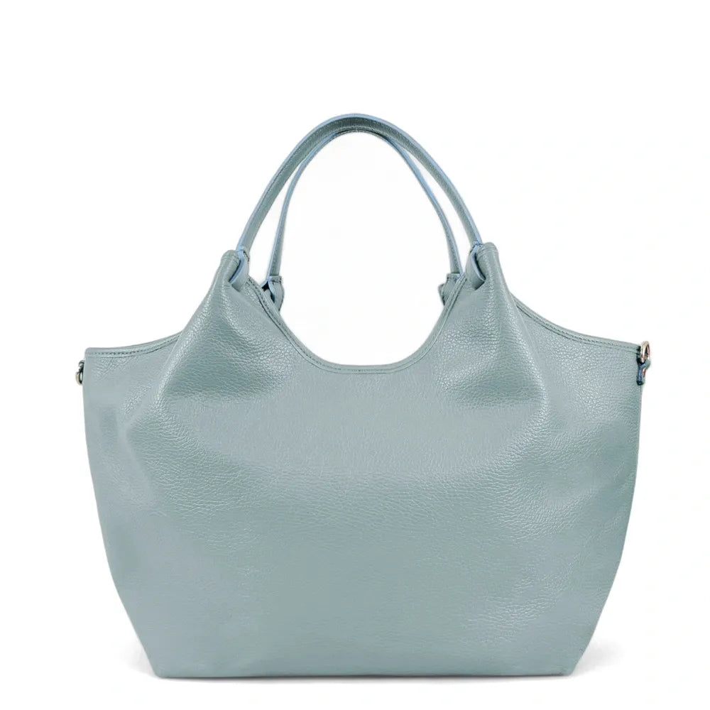 Sac cabas en cuir grainé ALYSSA Bleu pastel