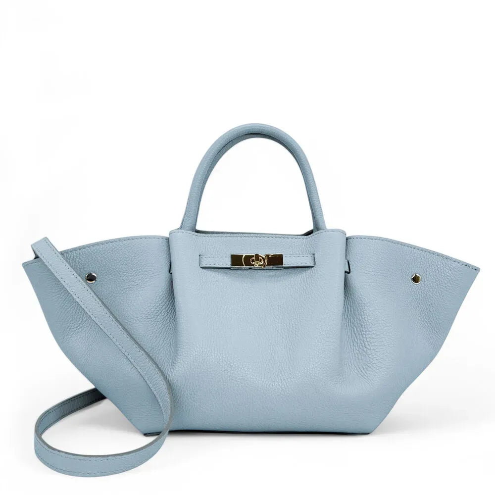 Sac cabas en cuir grainé CAPRI Bleu pastel