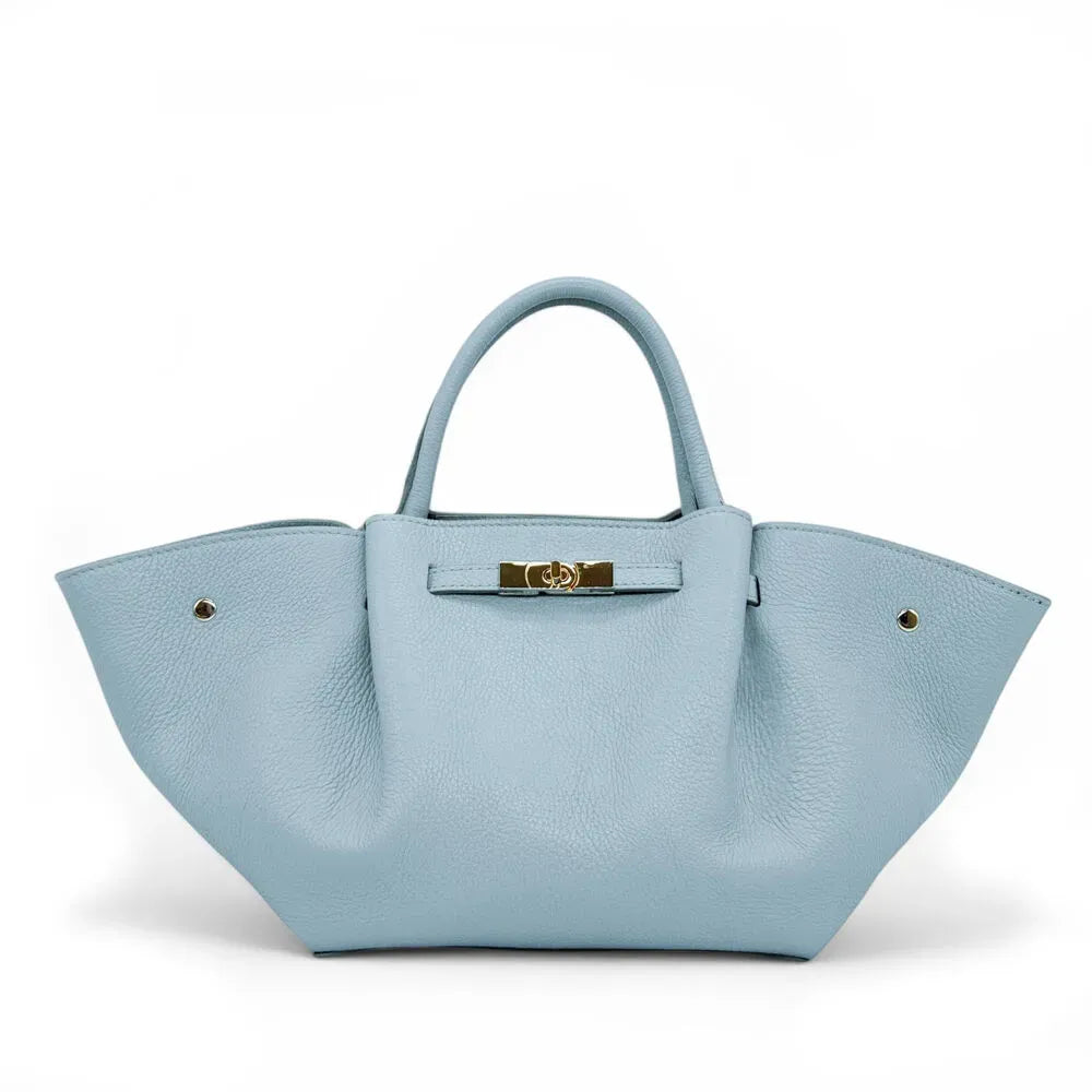 Sac cabas en cuir grainé CAPRI Bleu pastel