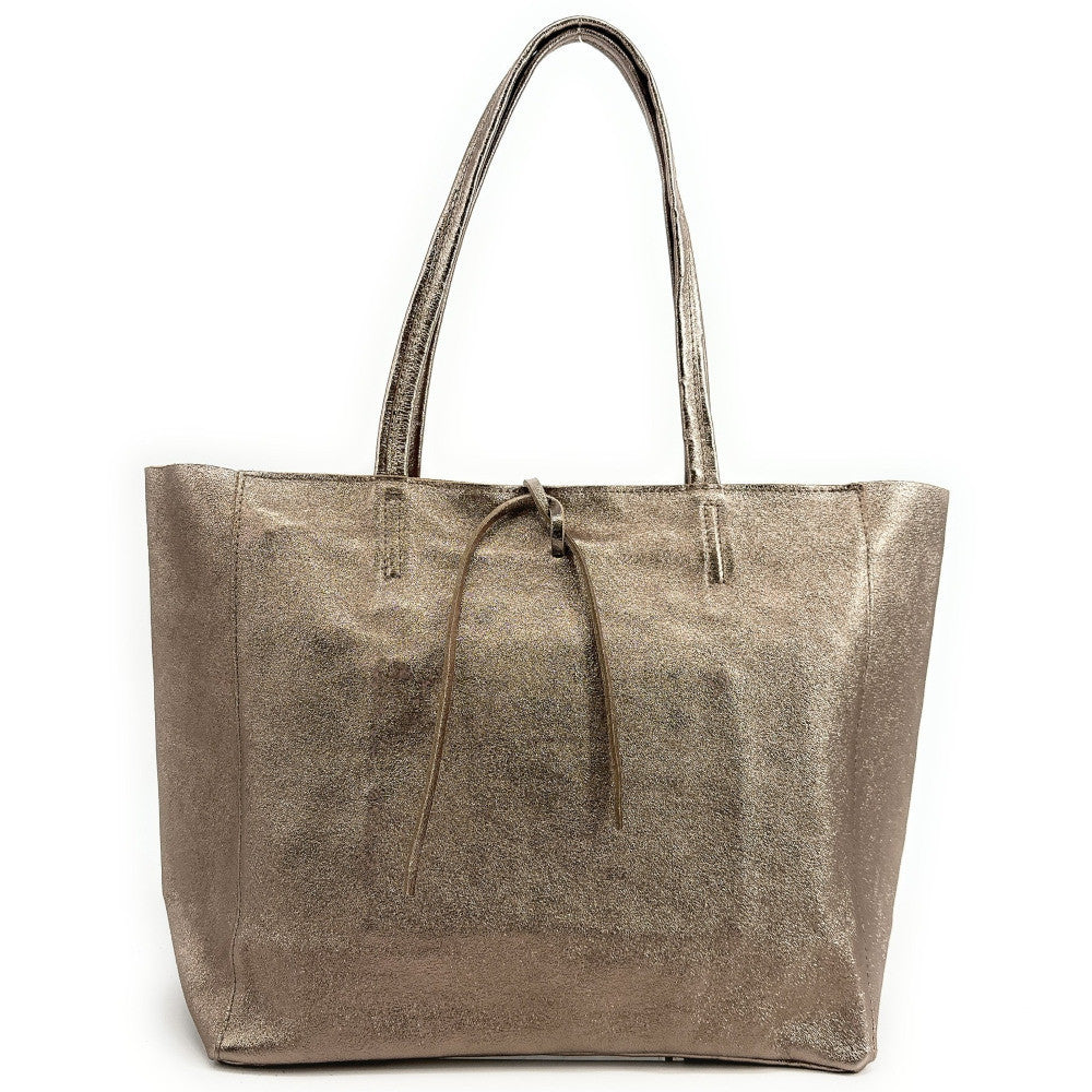 Sac cabas en cuir grainé HOBART Champagne irisé