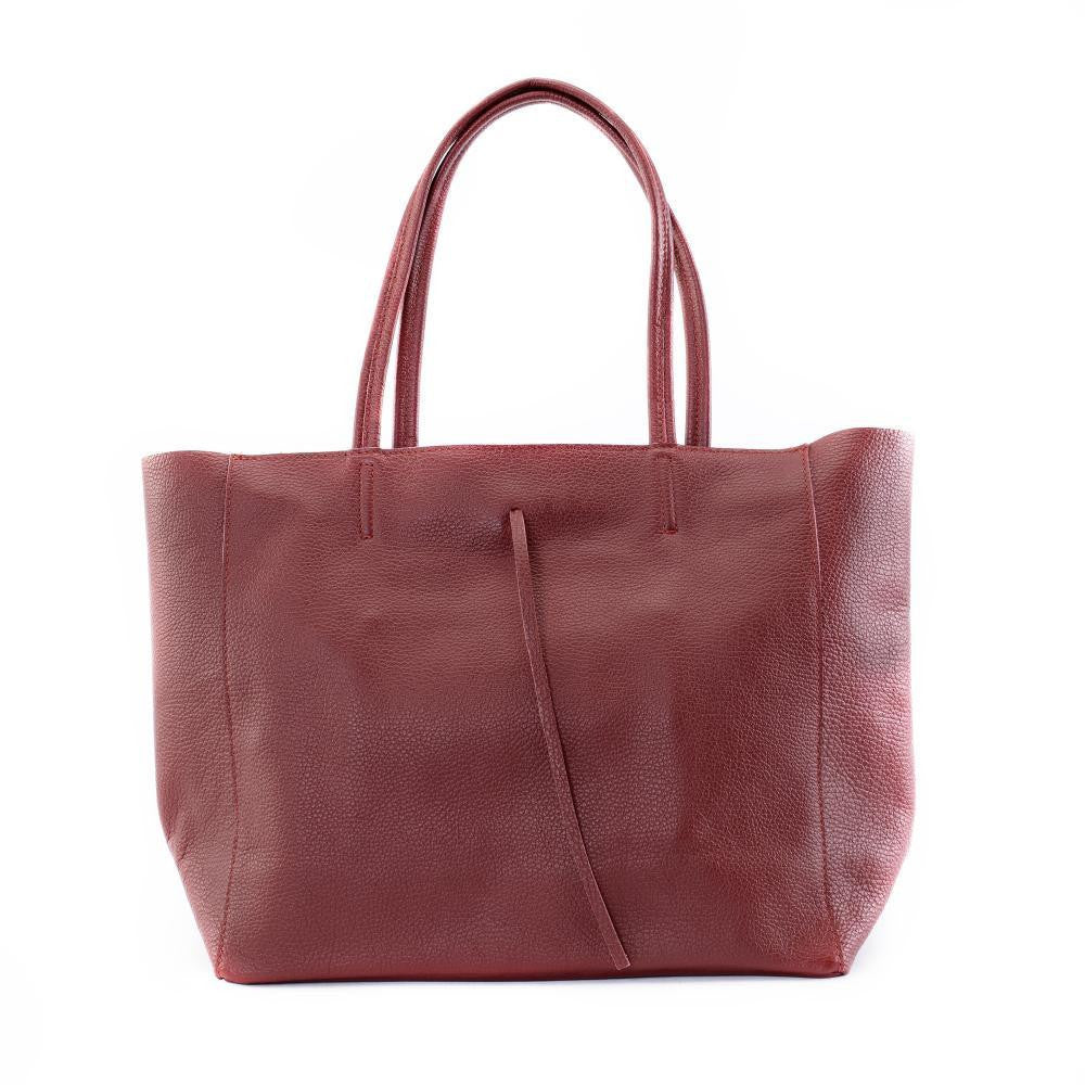 Sac cabas en cuir grainé HOBART Rouge foncé