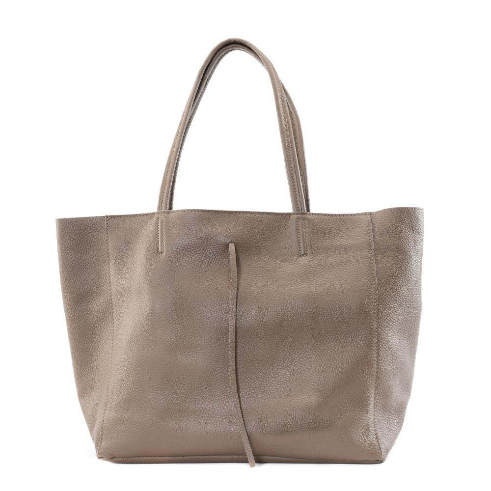 Sac cabas en cuir grainé HOBART Taupe foncé