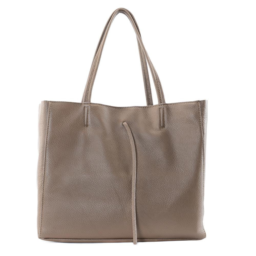 Sac cabas en cuir grainé HOBART Taupe foncé