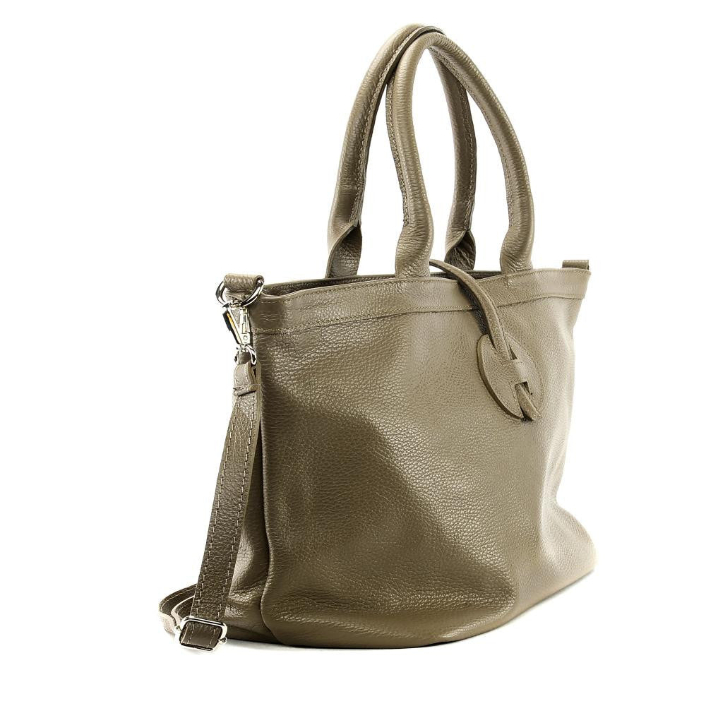 Sac cabas en cuir grainé INNOCENT Taupe foncé