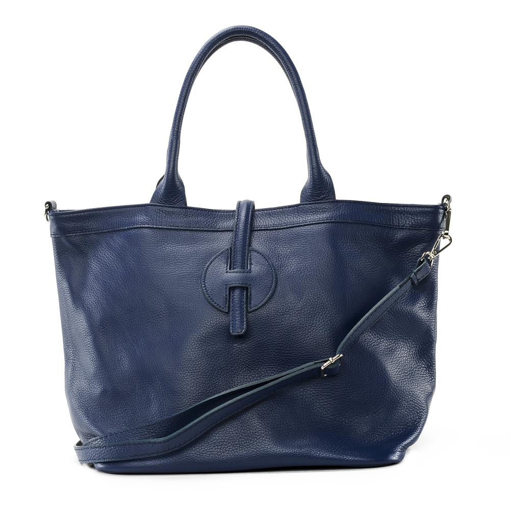Sac cabas en cuir grainé INNOCENT Bleu marine