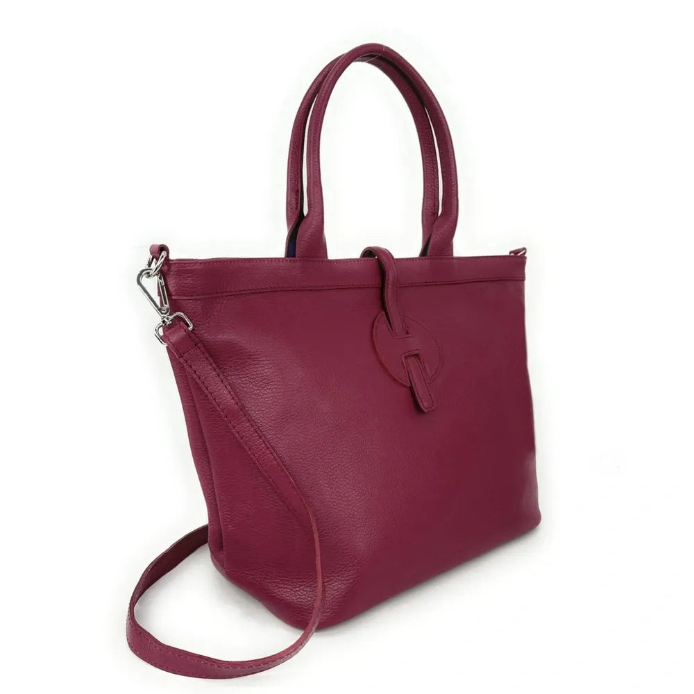 Sac cabas en cuir grainé INNOCENT Rouge bordeaux