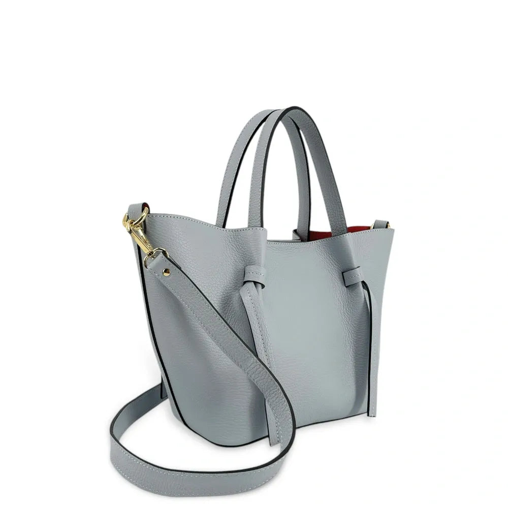 Sac cabas en cuir grainé LITTLE RUBY Bleu pastel