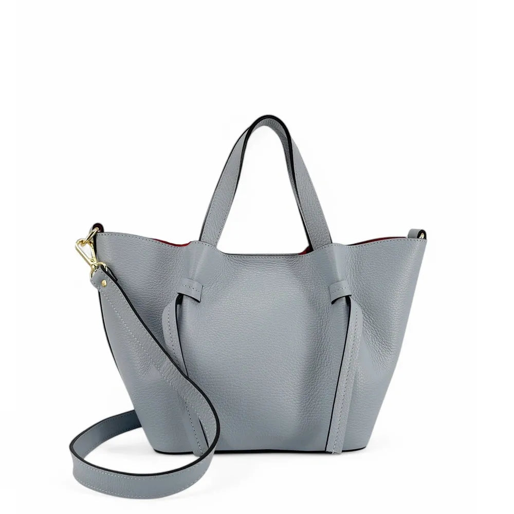 Sac cabas en cuir grainé LITTLE RUBY Bleu pastel