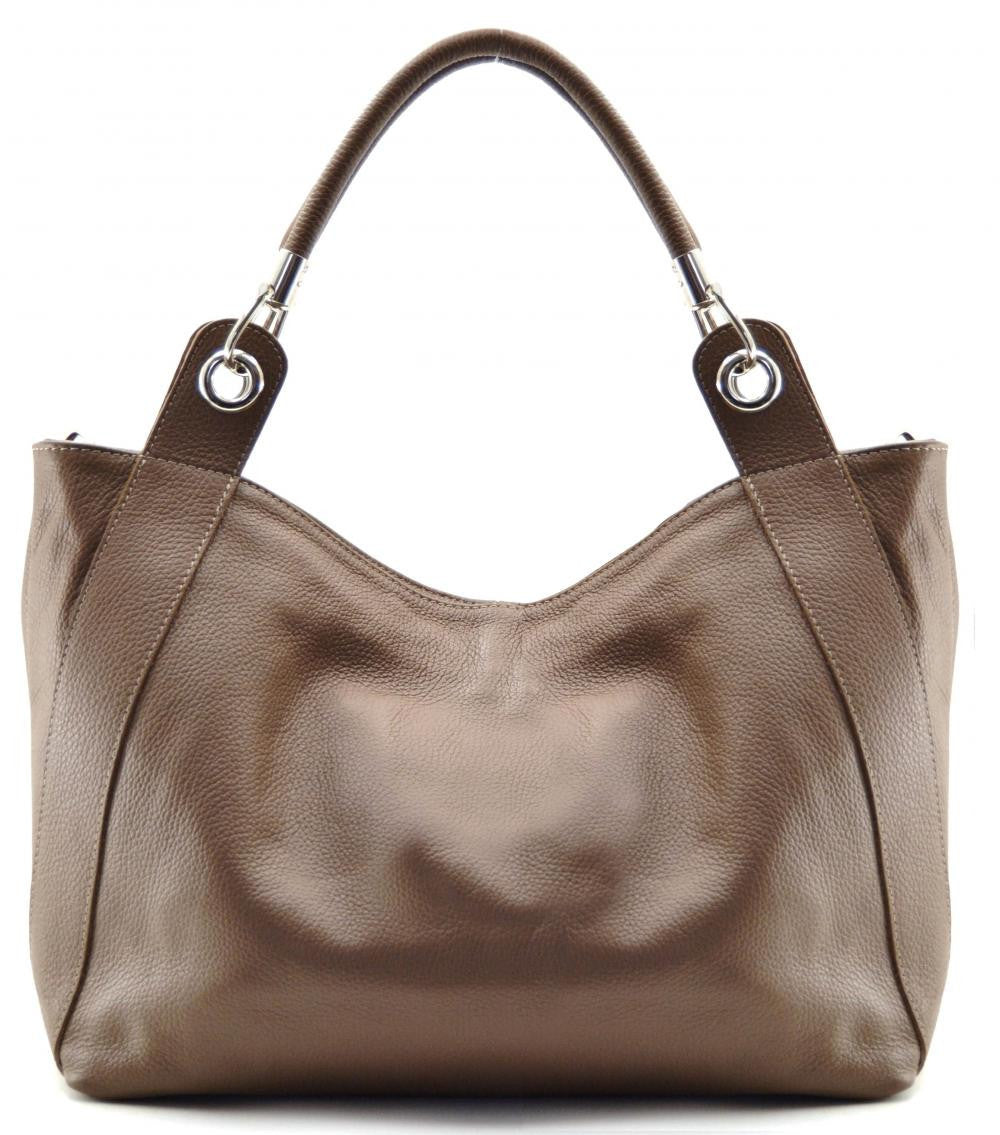Sac cabas en cuir grainé PARIS Taupe foncé