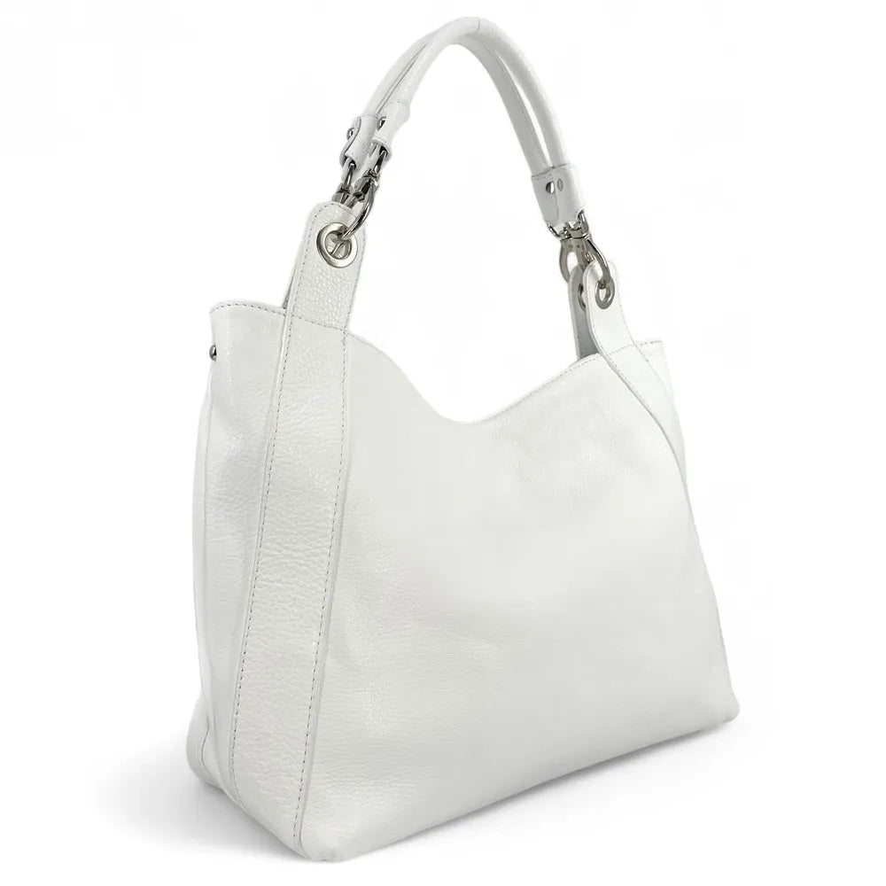 Sac cabas en cuir grainé PARIS Blanc