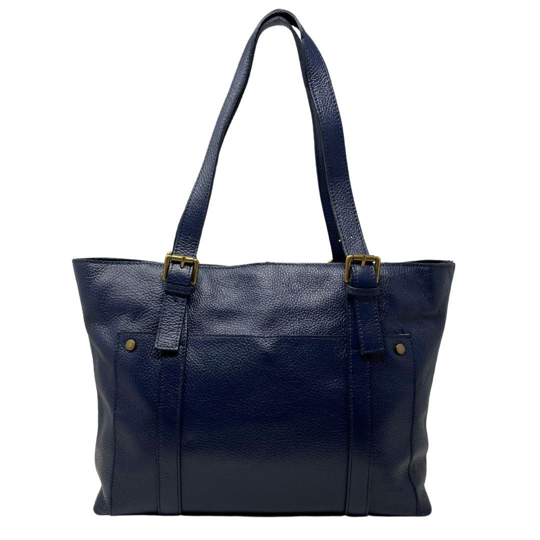 Sac cabas en cuir grainé TOKYO Bleu marine
