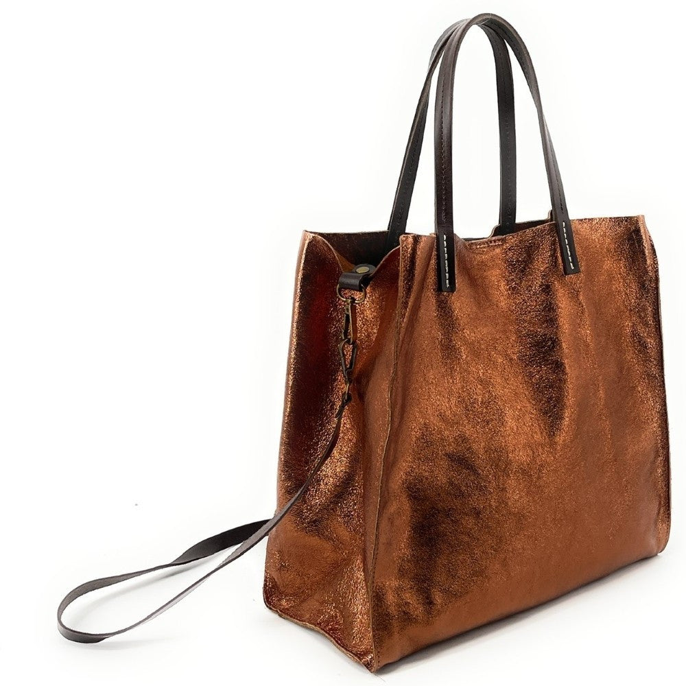 Sac cabas en cuir irisé SILVER Bronze