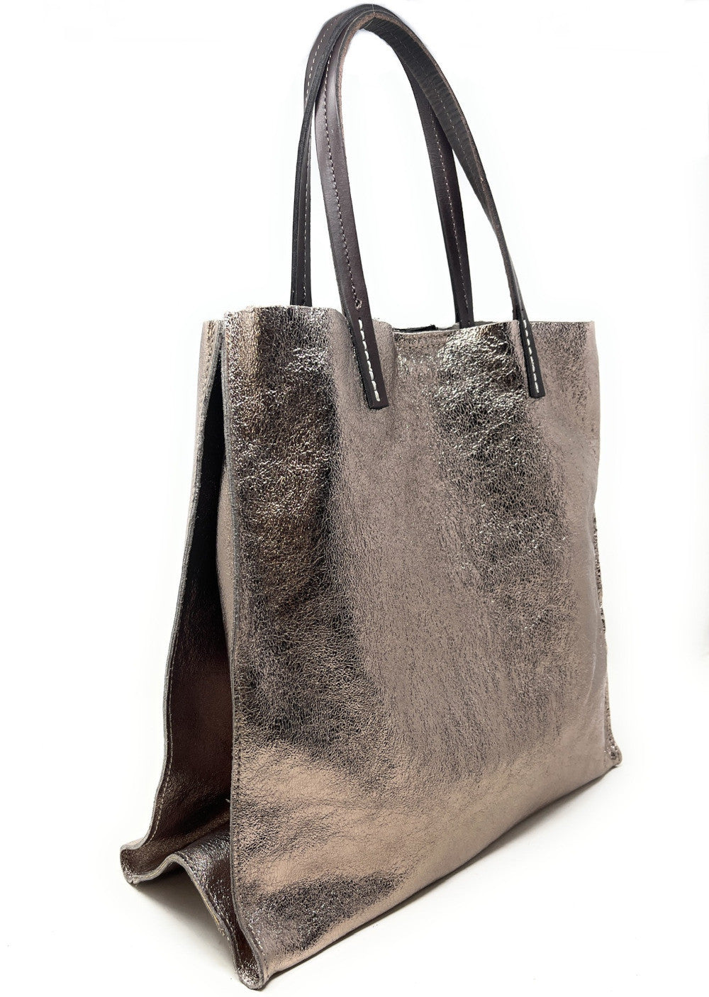 Sac cabas en cuir irisé SILVER Champagne irisé