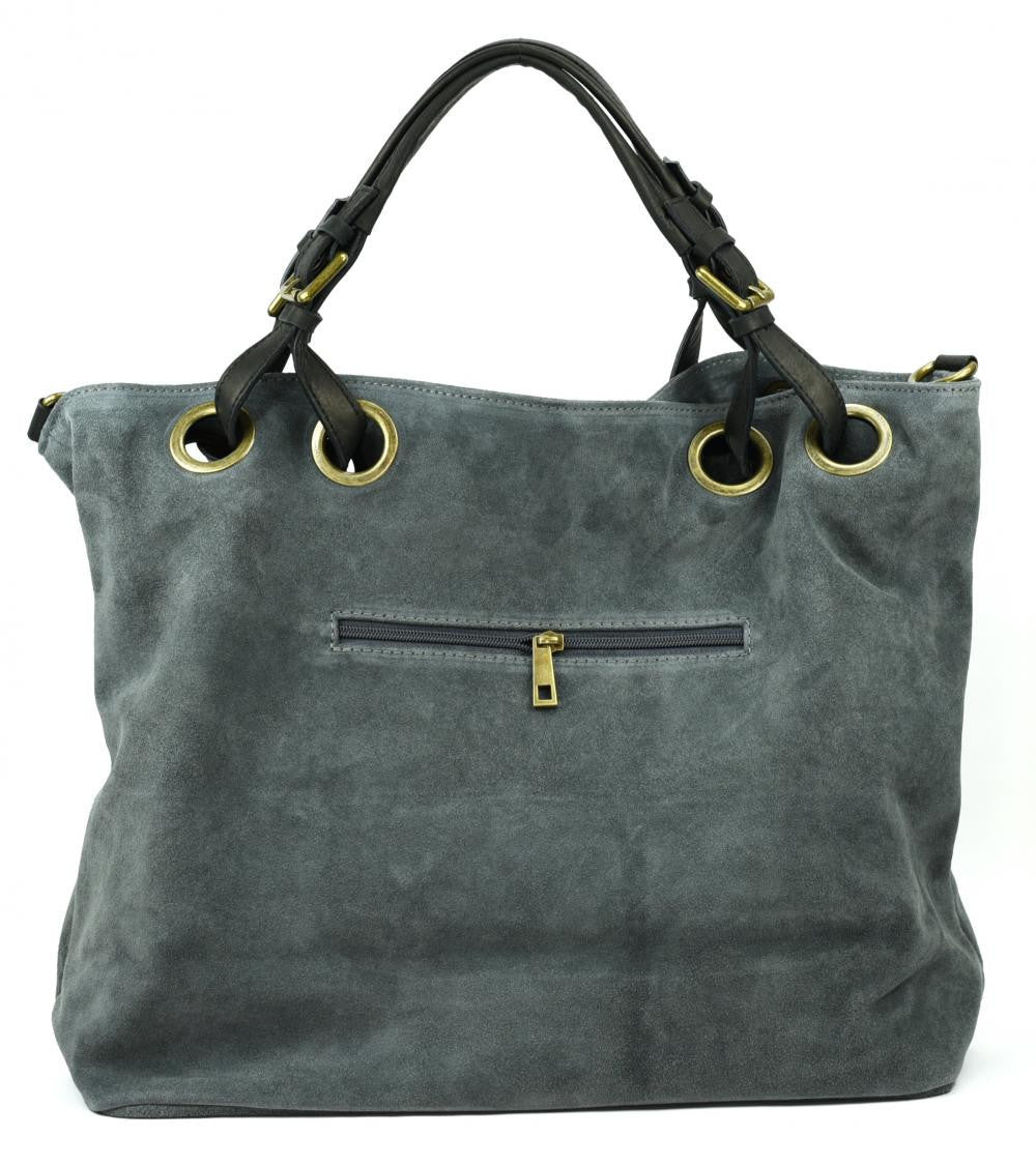 Sac cabas en croûte de cuir OPERA Gris foncé