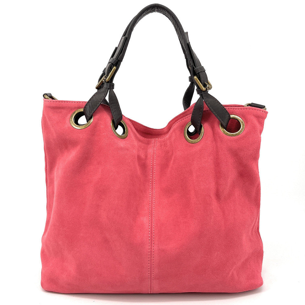 Sac cabas en croûte de cuir OPERA Rose corail