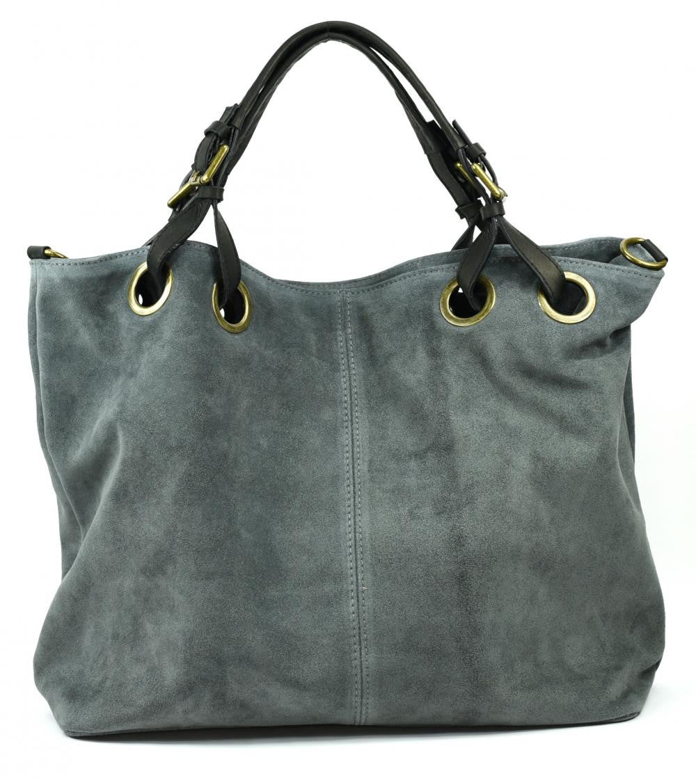 Sac cabas en croûte de cuir OPERA Gris foncé