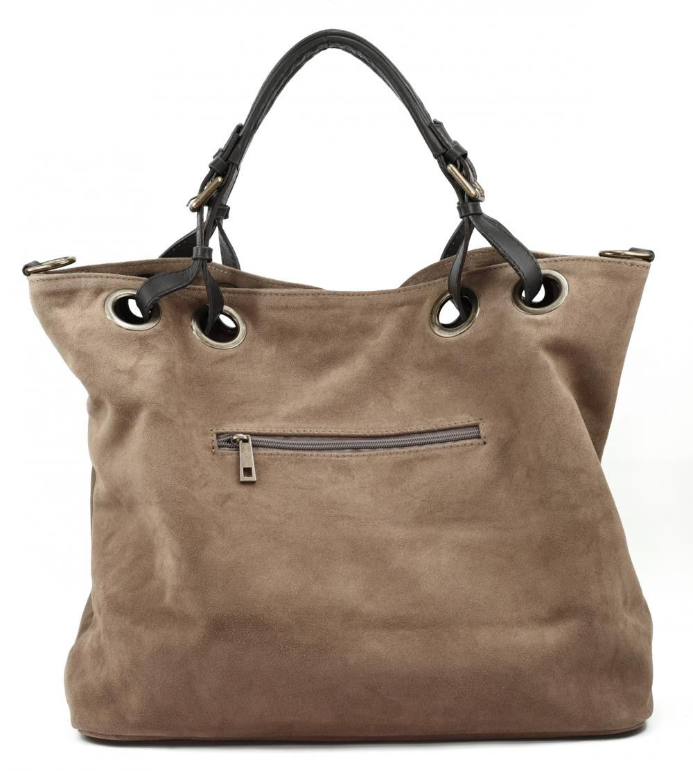 Sac cabas en croûte de cuir OPERA Taupe foncé