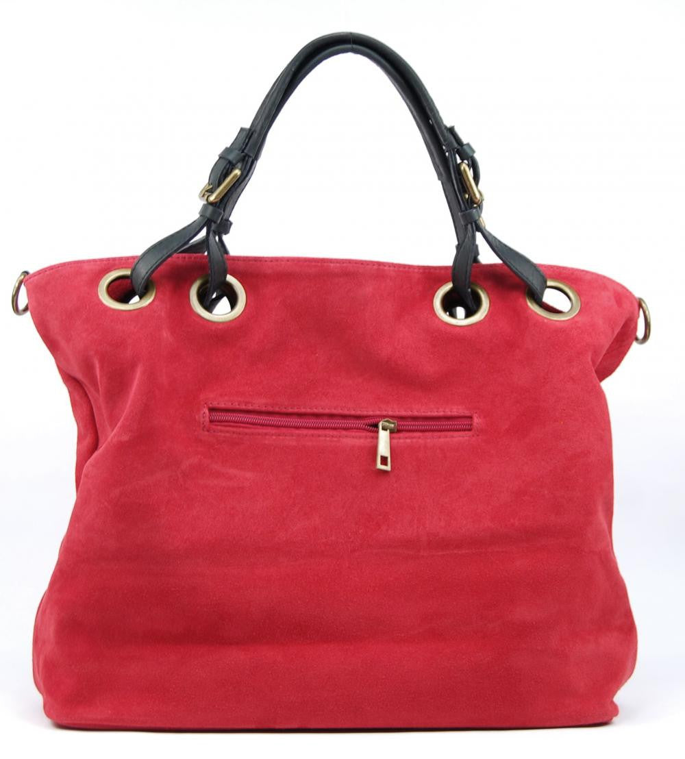 Sac cabas en croûte de cuir OPERA Rouge foncé