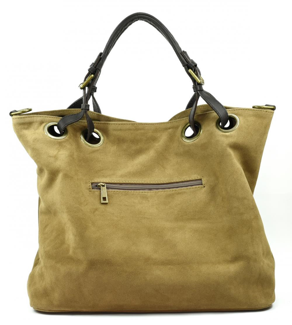 Sac cabas en croûte de cuir OPERA Taupe clair