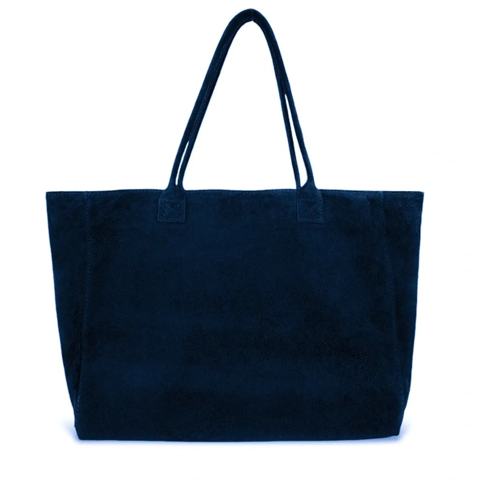 Sac cabas en croûte de cuir SASHA Bleu marine