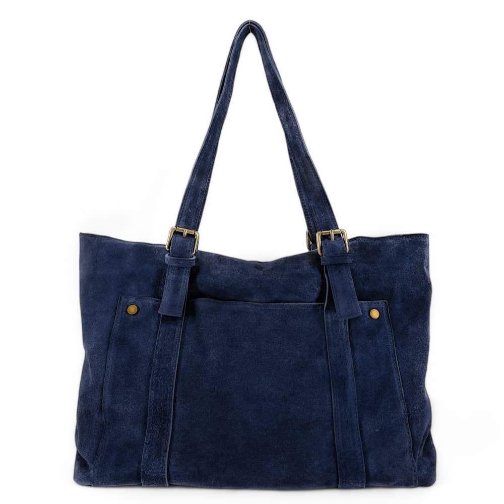 Sac cabas en croûte de cuir TOKYO Bleu marine