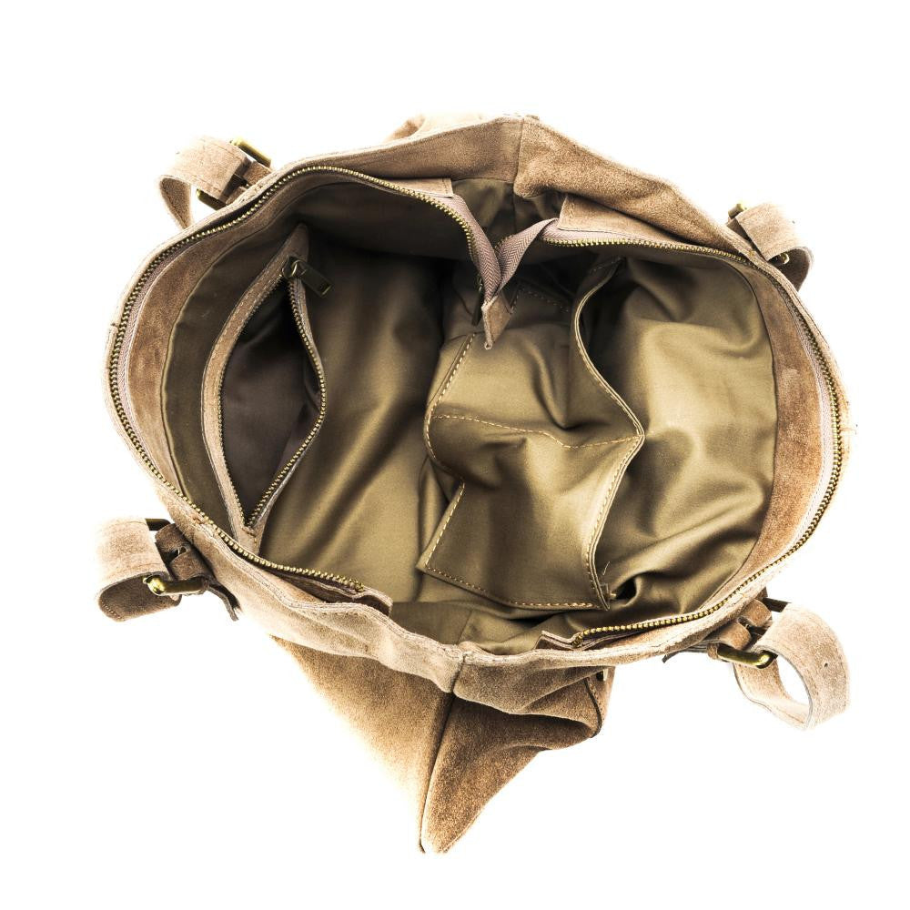 Sac cabas en croûte de cuir TOKYO Taupe