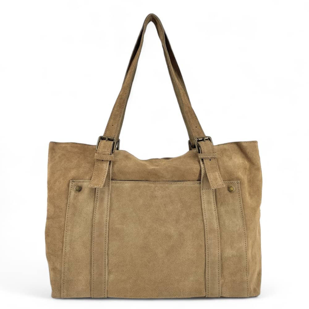 Sac cabas en croûte de cuir TOKYO Taupe clair
