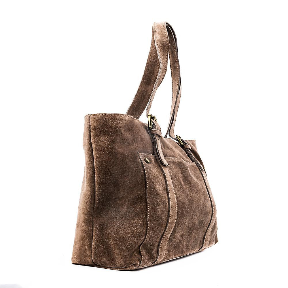 Sac cabas en croûte de cuir TOKYO Taupe