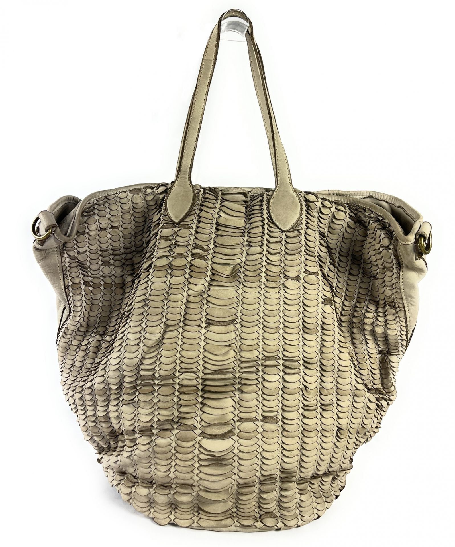 Sac cabas en cuir tressé vintage MISS SELAH Taupe