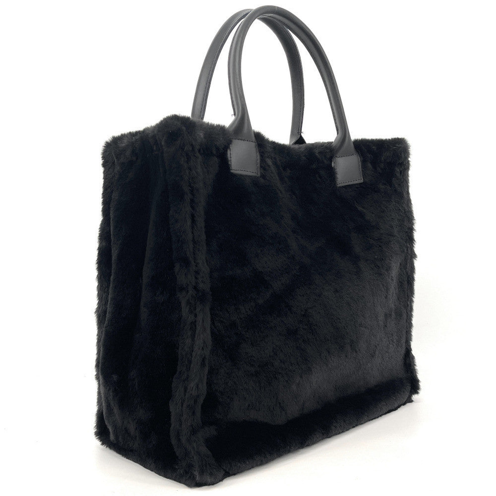 Sac cabas en fausse fourrure et cuir PILLOW Noir