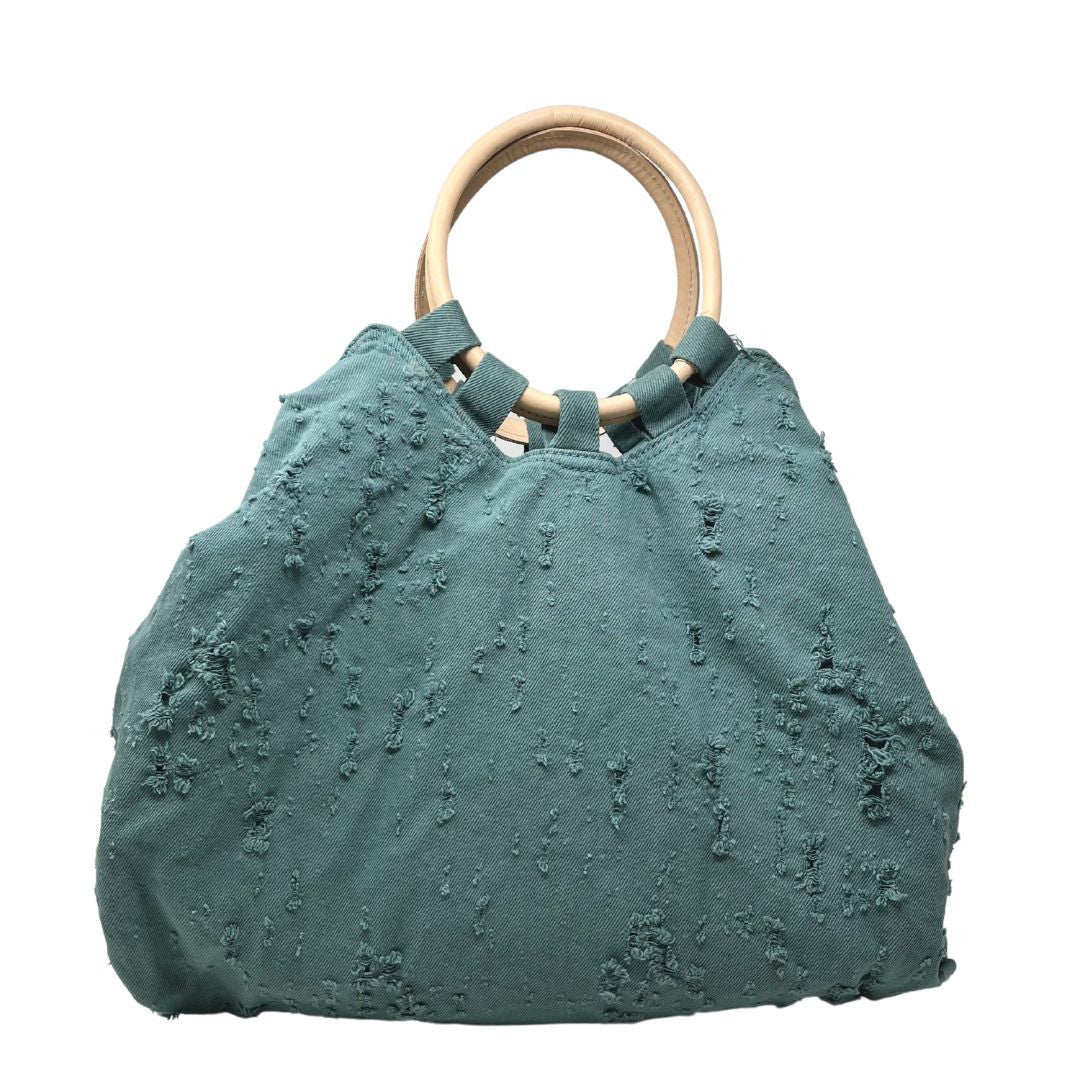 Sac cabas en toile de coton et cuir GOA Céladon