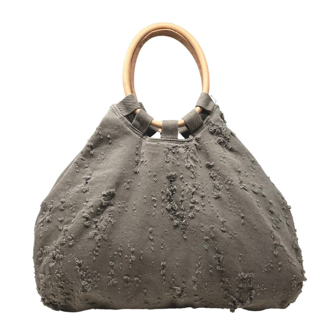 Sac cabas en toile de coton et cuir GOA Taupe