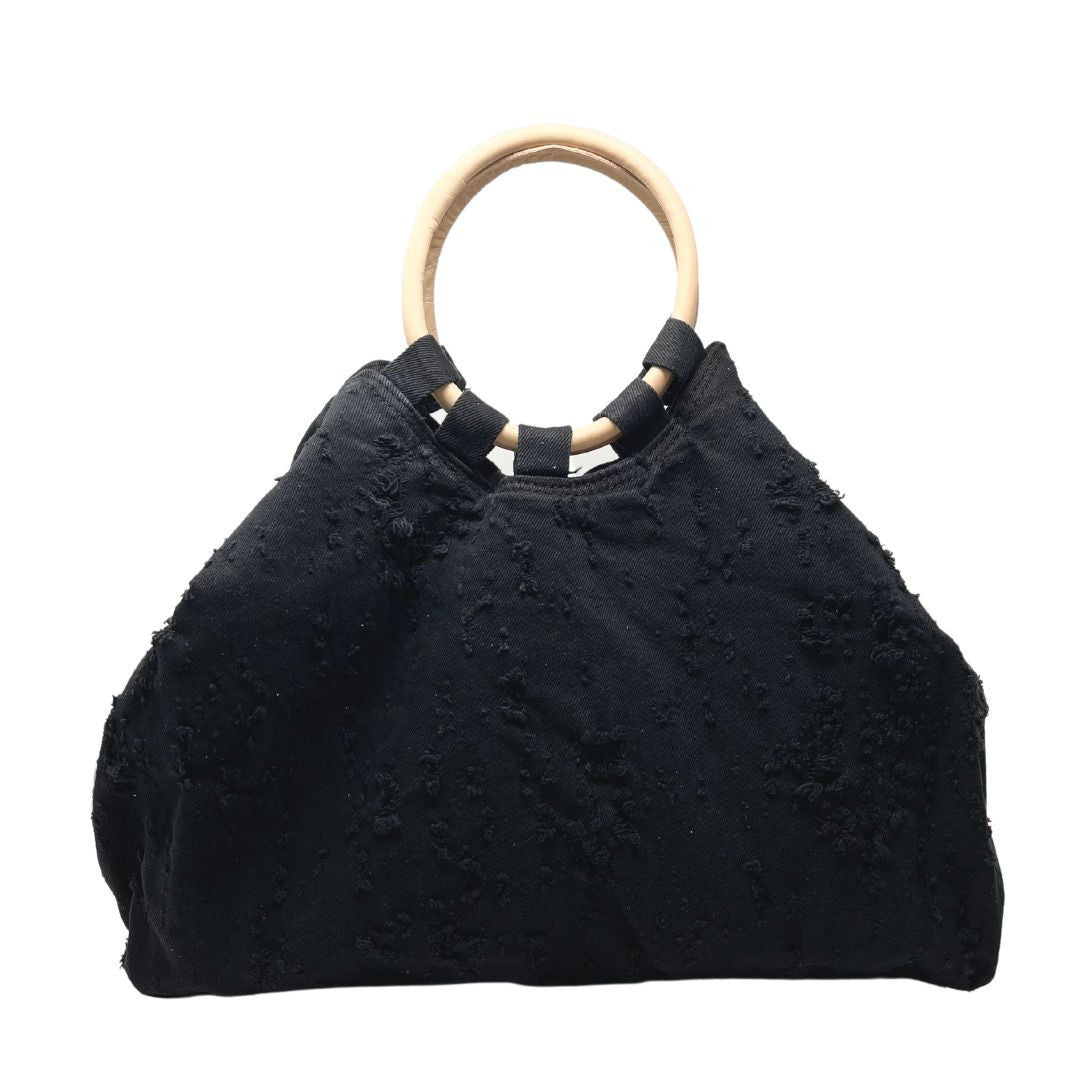 Sac cabas en toile de coton et cuir GOA Noir