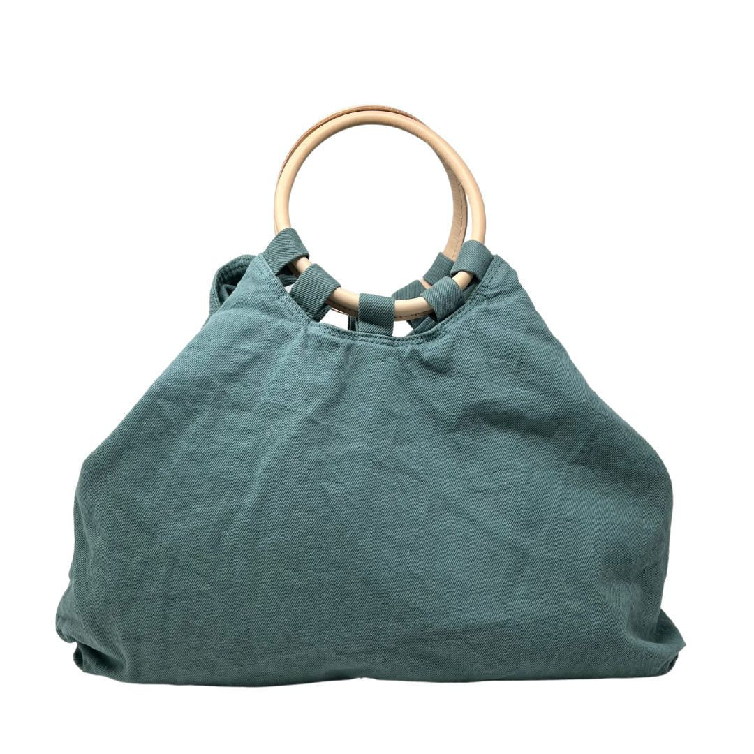 Sac cabas en toile de coton et cuir GOA Céladon