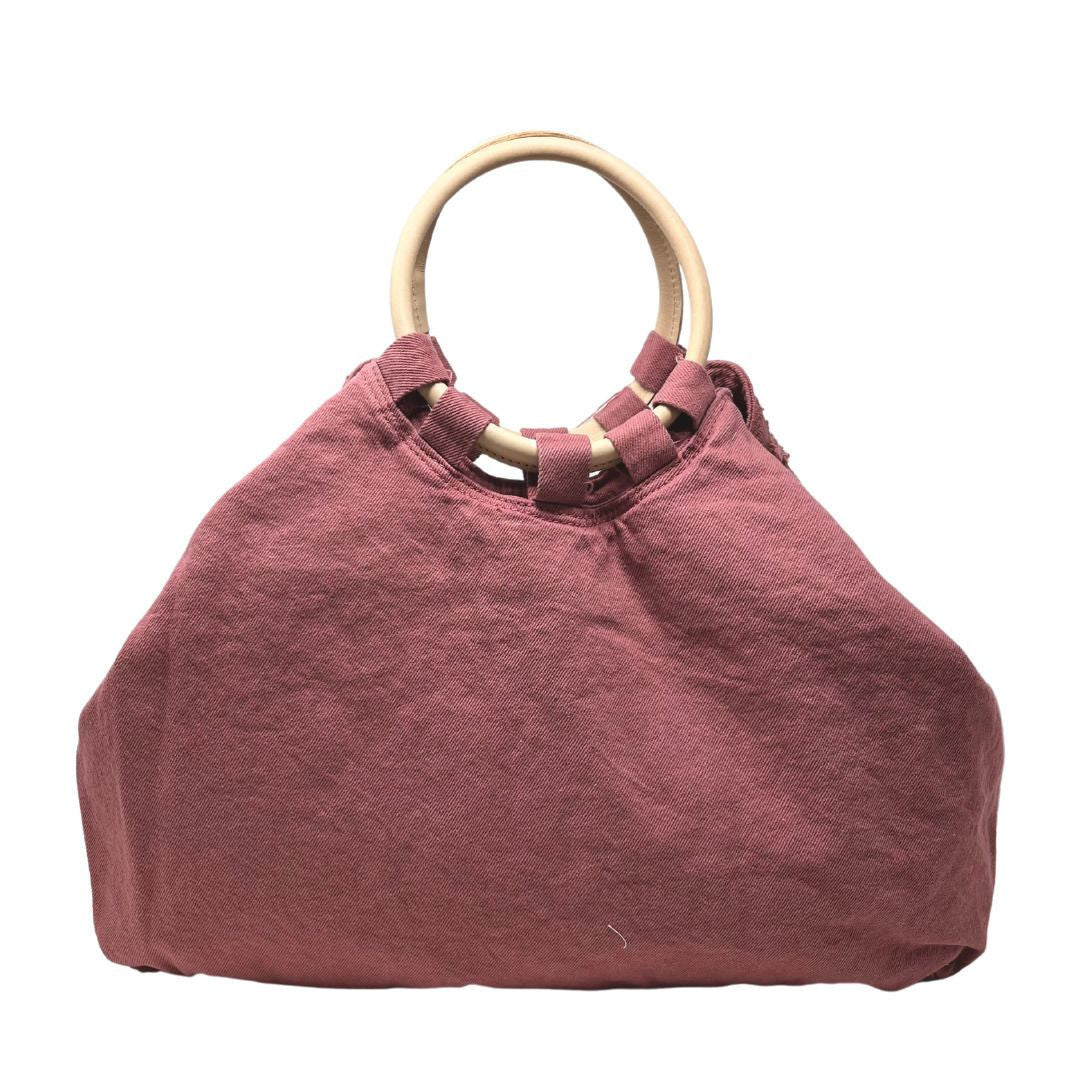 Sac cabas en toile de coton et cuir GOA Rose intense