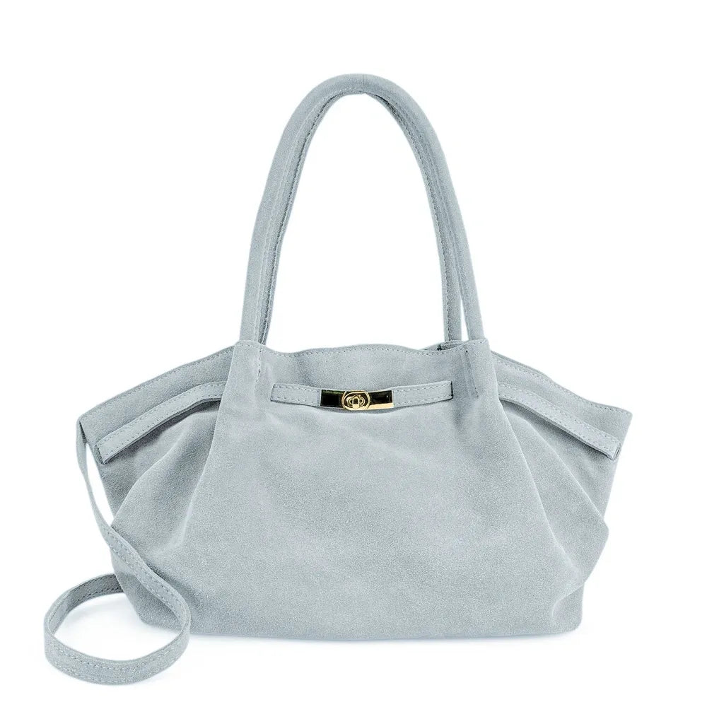 Sac cabas loose en croûte de cuir ALANA Bleu pastel