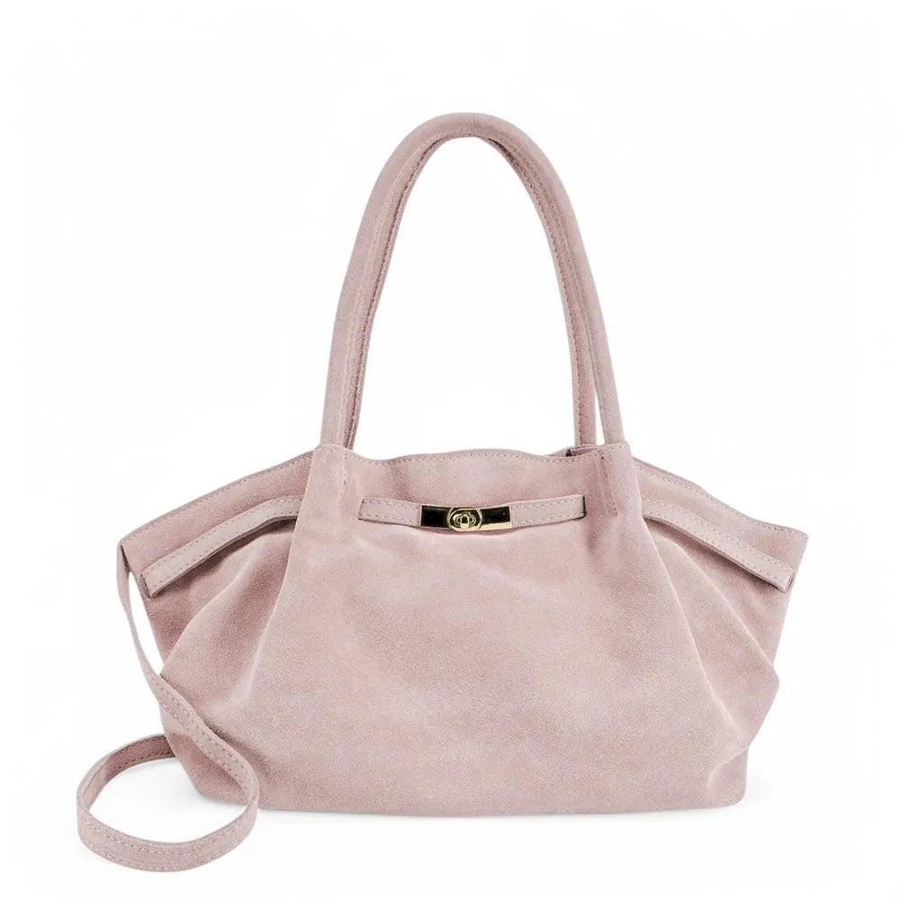 Sac cabas loose en croûte de cuir ALANA Rose nude