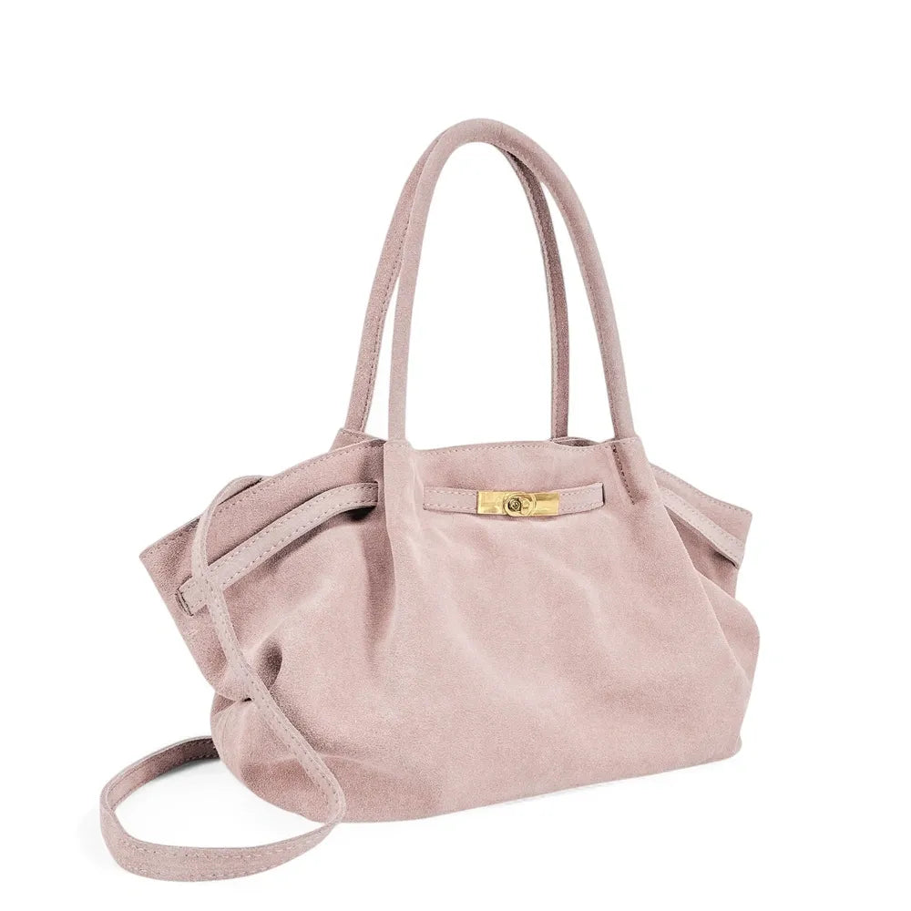 Sac cabas loose en croûte de cuir ALANA Rose nude