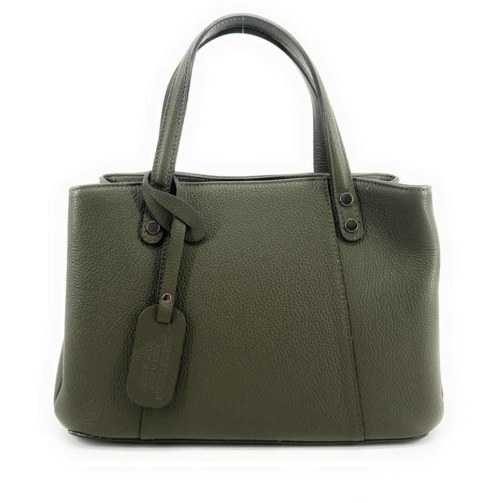 Sac cabas trapèze en cuir grainé ANVERS Kaki