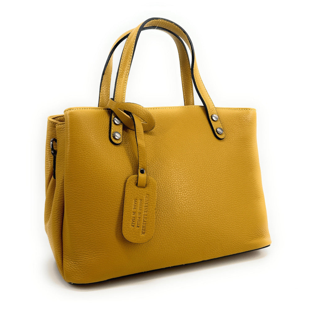 Sac cabas trapèze en cuir grainé ANVERS Jaune tournesol