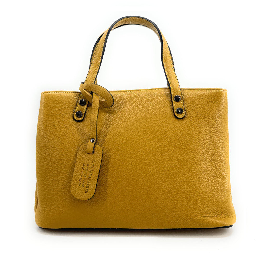 Sac cabas trapèze en cuir grainé ANVERS Jaune tournesol