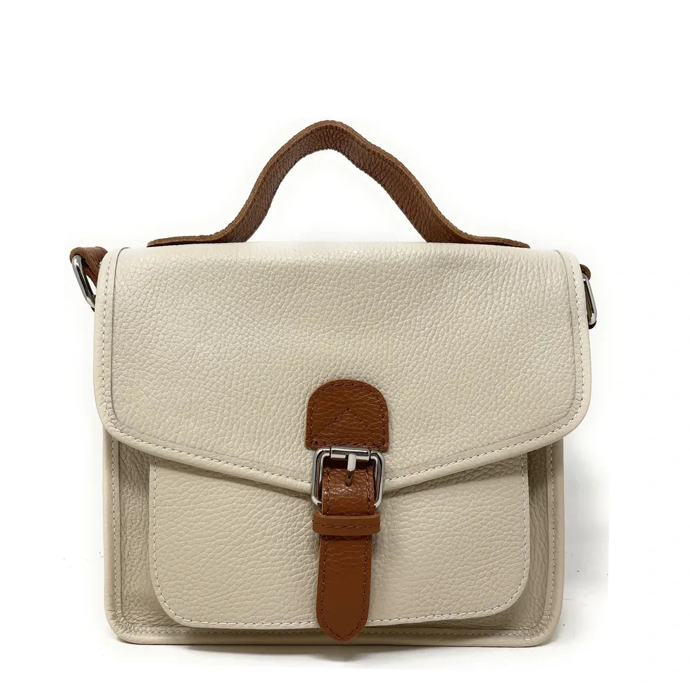 Sac cartable en cuir grainé CALVI Taupe clair