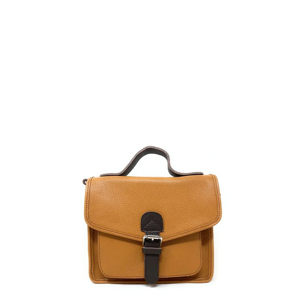 Sac cartable en cuir grainé CALVI Camel