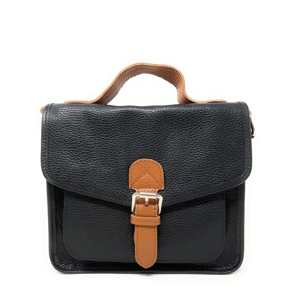 Sac cartable en cuir grainé CALVI Noir