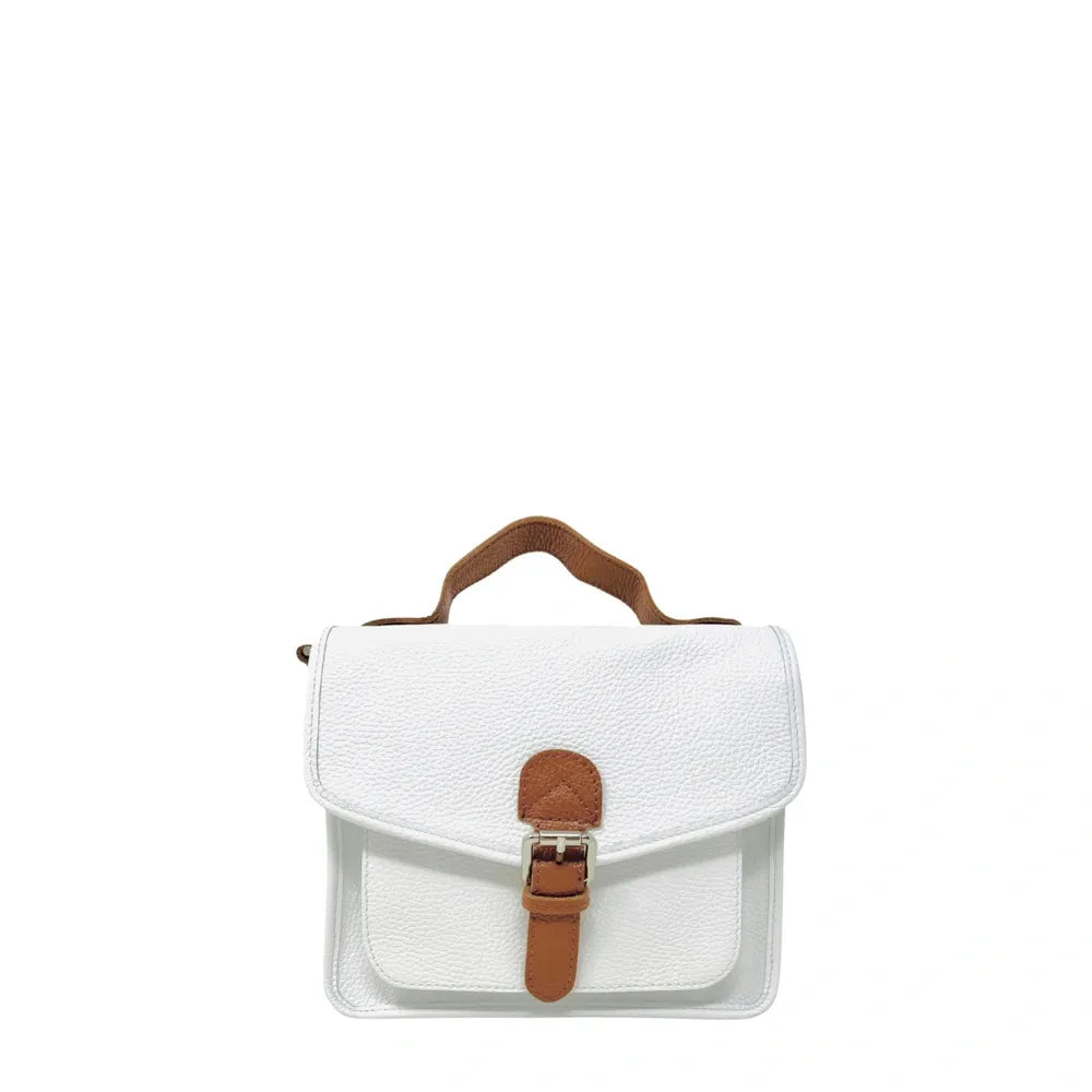 Sac cartable en cuir grainé CALVI Blanc